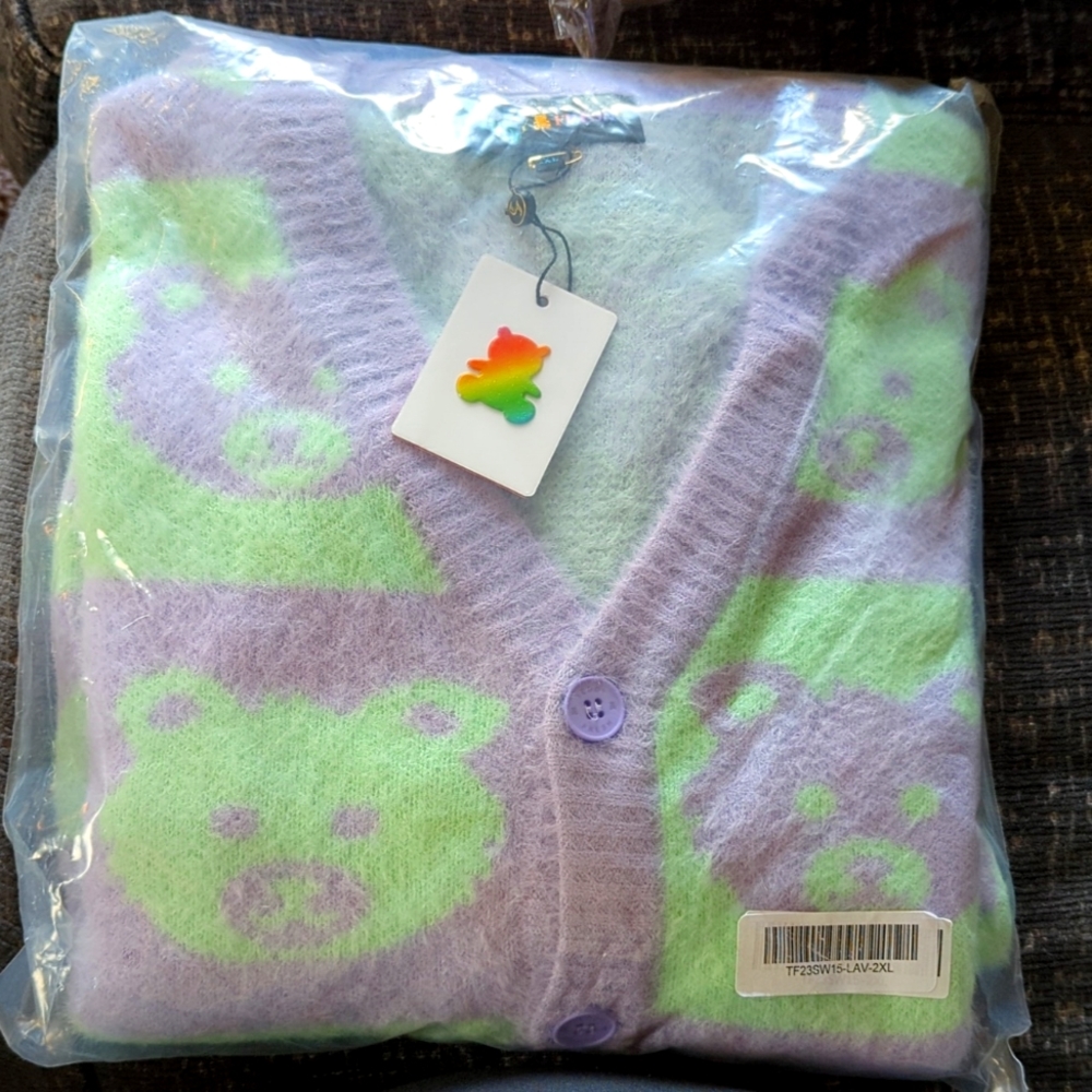 Teddy Fresh lavender and mint cardigan